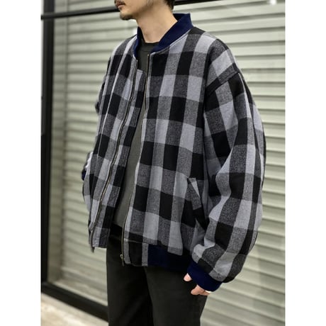 1990's Plaid patterned wool blouson