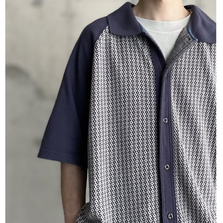 1990's Raglan sleeves two tone color knit shirt