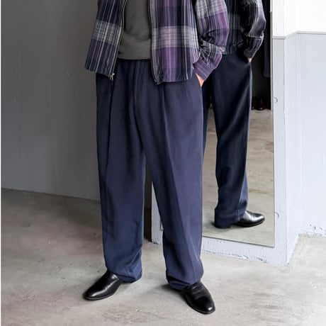1980's-1990's "JHANE BARNES" Silk × Linen fabric 2tuck slacks pants