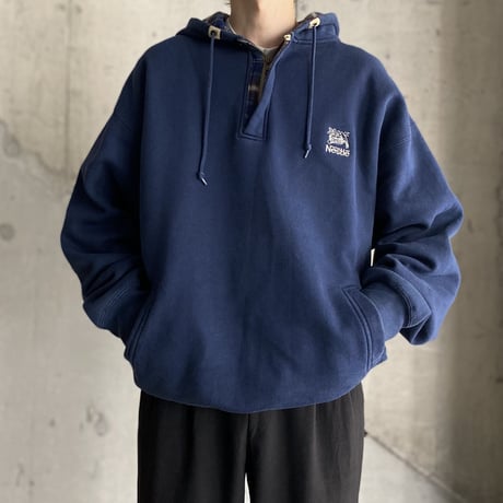 1990's "Nestle" Embroidery logo design half zip hoodie