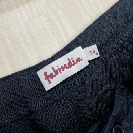 2000's Black linen fabric 4pocket relax pants