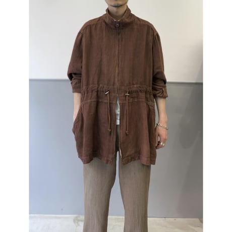 "PERUVIAN CONNECTION" Linen fabric double zipper jacket