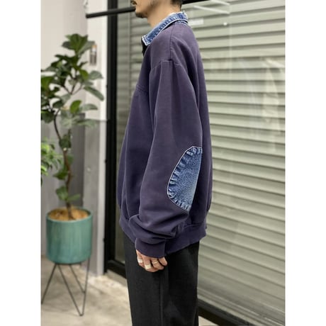 1990's Sun faded & Damaged half zip sweat shirt