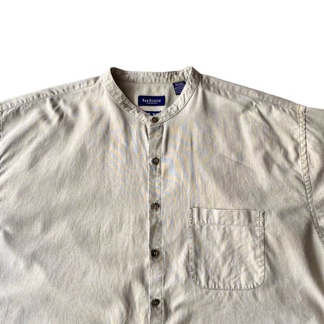 1990's "VAN HEUSEN" Linen × Cotton oversized band-collar shirt