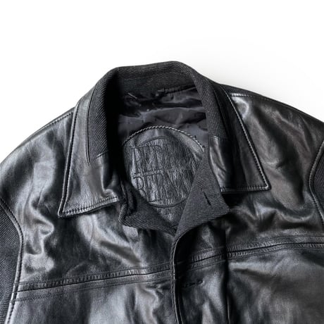 1990's Leather × Knit switching design jacket
