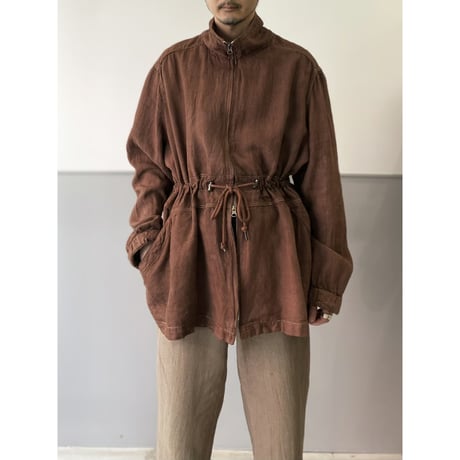 "PERUVIAN CONNECTION" Linen fabric double zipper jacket