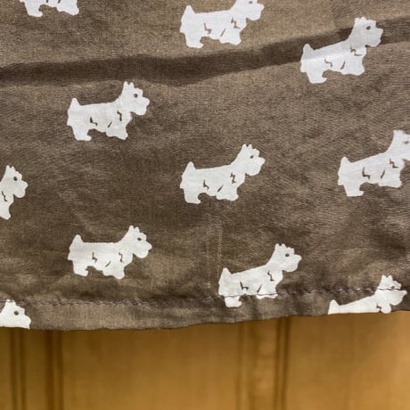 1990's Silk fabric DOG printed short sleeve shirt