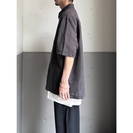 2000's "DKNY" Ramie / Cotton fabric short sleeve shirt