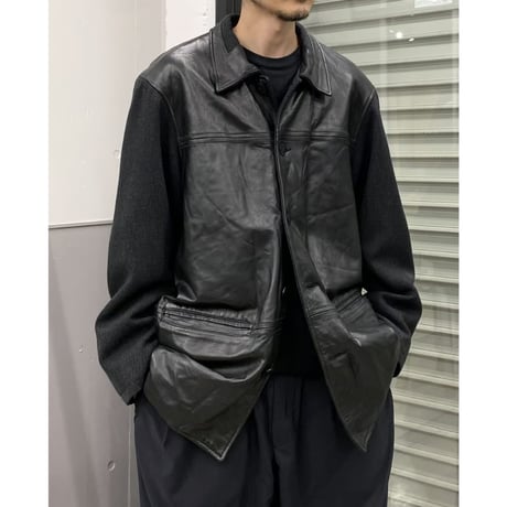 1990's Leather × Knit switching design jacket