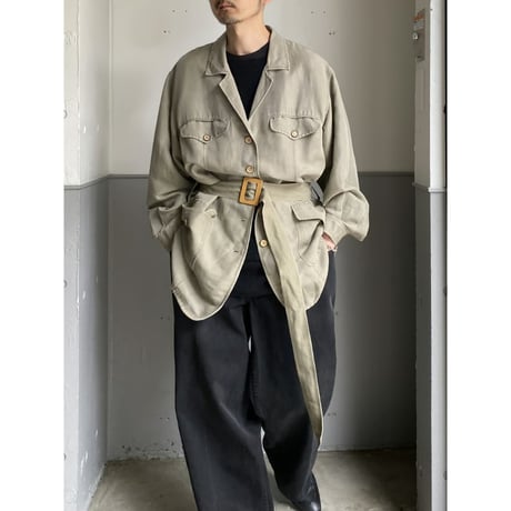 1980's-1990's "ELISABETH A LIZ CLAIBORNE" Linen / Rayon fabric safari jacket