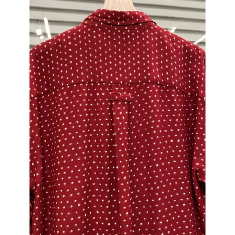 1990's "J.STEVENS" Viscose Fabric Dot Pattern Long Sleeve Shirt