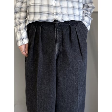 1980's "pierre cardin" Black denim 3tuck slacks pants