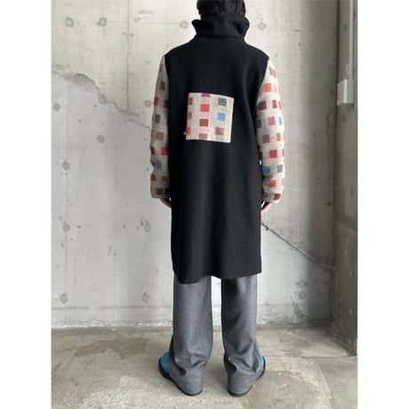2000's Switching design Extra high-necked wool coat