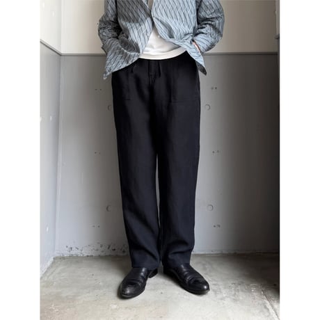 2000's Black linen fabric 4pocket relax pants