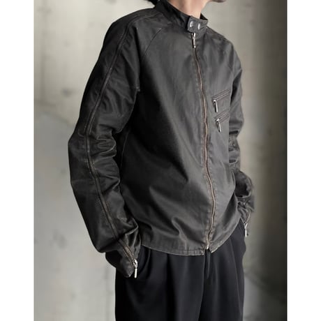 2000's "GUESS" Arm zipper design coated riders jacket