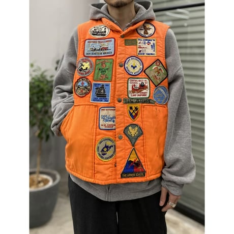1980's Multi patch design sleeveless jacket
