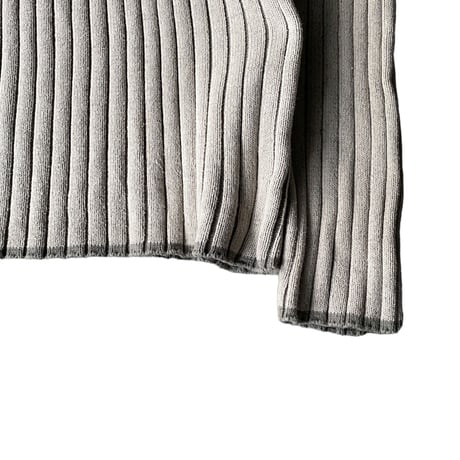 2000's Asymmetrical zip design rib knit cotton sweater