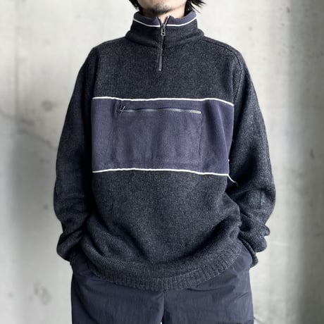 1990's-2000's PORTUGAL made switching design half zip knit sweater