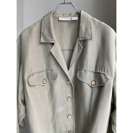 1980's-1990's "ELISABETH A LIZ CLAIBORNE" Linen / Rayon fabric safari jacket