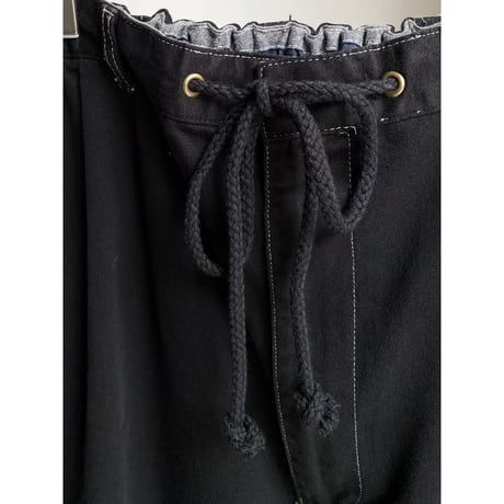 1990's-2000's "Polo by Ralph Lauren" black overdyed wide silhouette cotton 2tuck pants