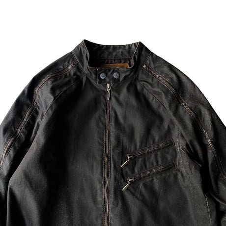 2000's "GUESS" Arm zipper design coated riders jacket