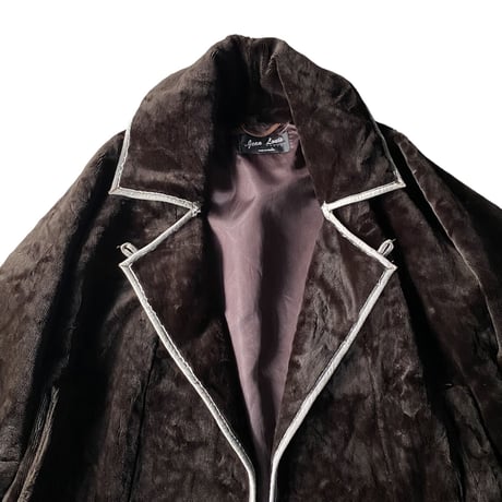 1980's FRANCE MADE Piping design fake fur coat