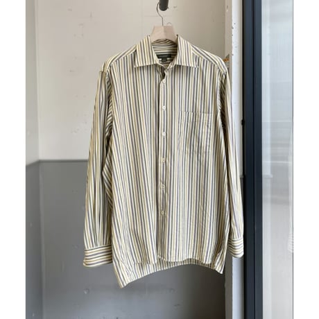 1990's "Ermenegildo Zegna" Cotton jaqured fabric long sleeve shirt