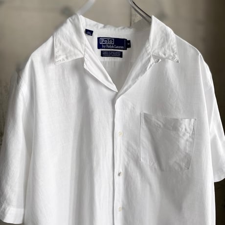 1990's "Polo by Ralph Lauren" Open collar hand woven cotton shirt