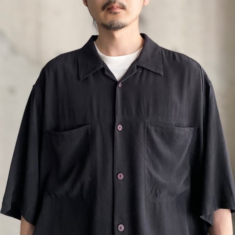 1990's-2000's "JHANE BARNES" Open collar short sleeves silk shirt