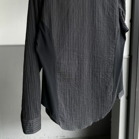 2000's "ARMANI COLLEZIONI" Striped crepe fabric long sleeve shirt