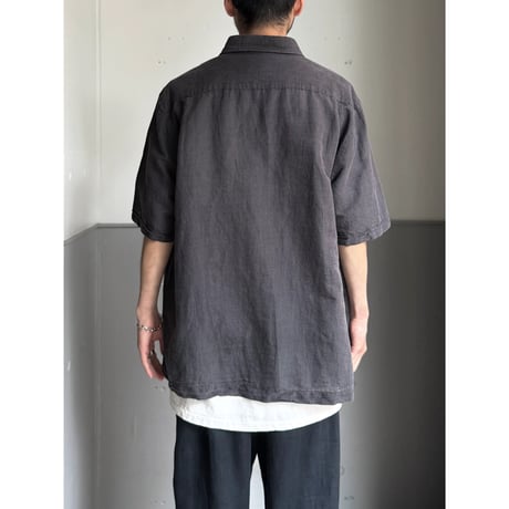 2000's "DKNY" Ramie / Cotton fabric short sleeve shirt