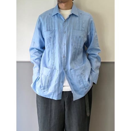 2000's linen fabric guayabera shirt