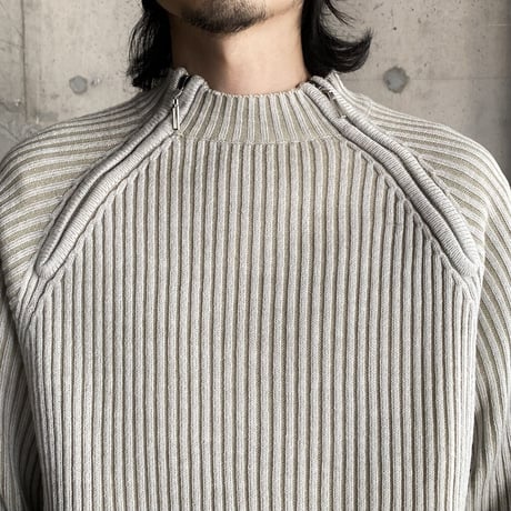 2000's Dual zip design rib knit sweater