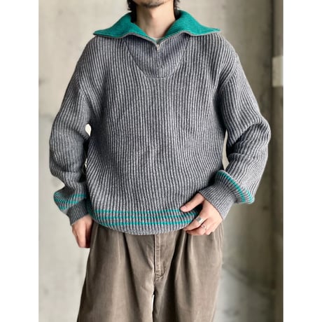 1980's-1990's FRANCE made wool blend half zip knit sweater