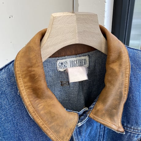 1980's-1990's "TOGETHER" Leather Switching Design Denim Jacket
