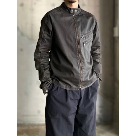 2000's "GUESS" Arm zipper design coated riders jacket