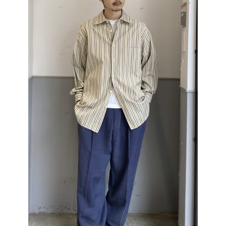1990's "Ermenegildo Zegna" Cotton jaqured fabric long sleeve shirt