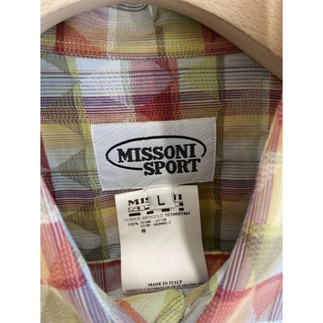 (Dead Stock) 1990's "MISSONI SPORT" Cotton jaquard fabric long sleeve shirt
