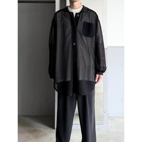 1980's-1990's Switching fabric design mesh shirt