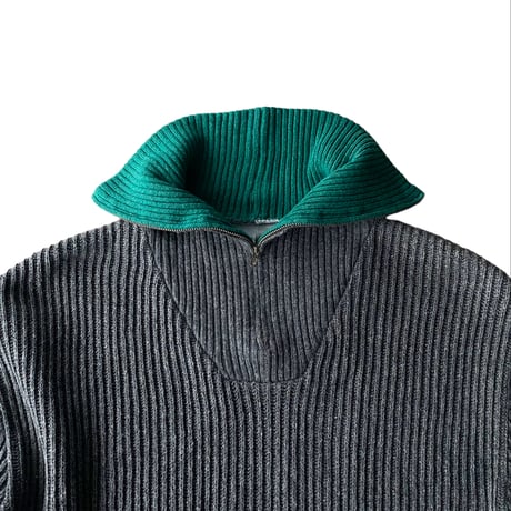 1980's-1990's FRANCE made wool blend half zip knit sweater