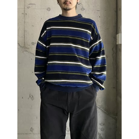 2000's Striped velour cut & sew