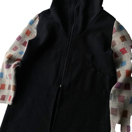 2000's Switching design Extra high-necked wool coat