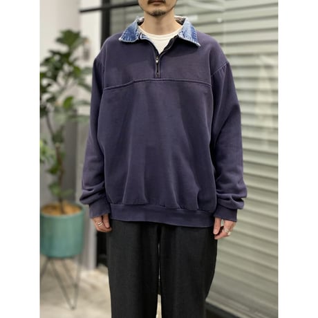 1990's Sun faded & Damaged half zip sweat shirt