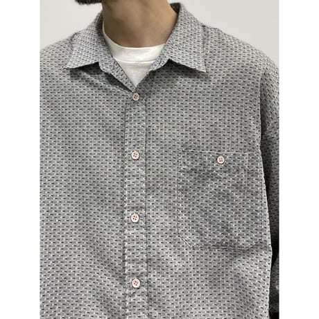 1980's-Early 1990's "SOSTANZA" Jacquard Fabric Long Sleeve Shirt