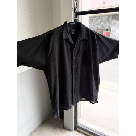 1990's-2000's "CLUB ROOM" Linen / Cotton fabric open collar shirt