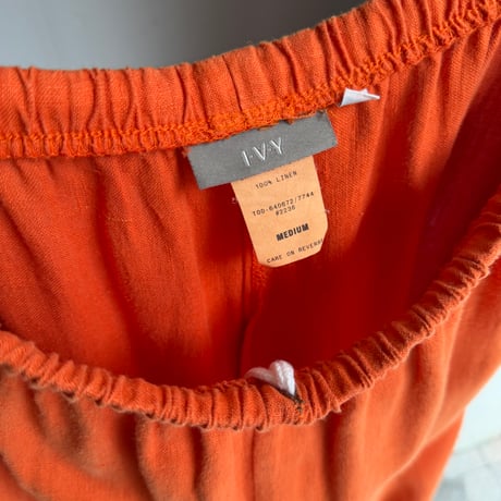 2000's Orange Color Linen Fabric Relaxing Pants