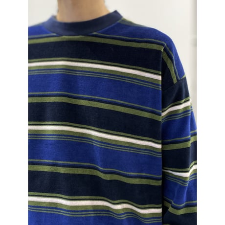 2000's Striped velour cut & sew