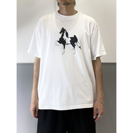 1990's-2000's Black & White horse printed Tee