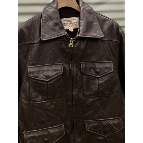 2000's "GUESS JEANS" Western design leather jacket