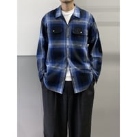 1980's "Liz wear"  Open collar plaid shirt